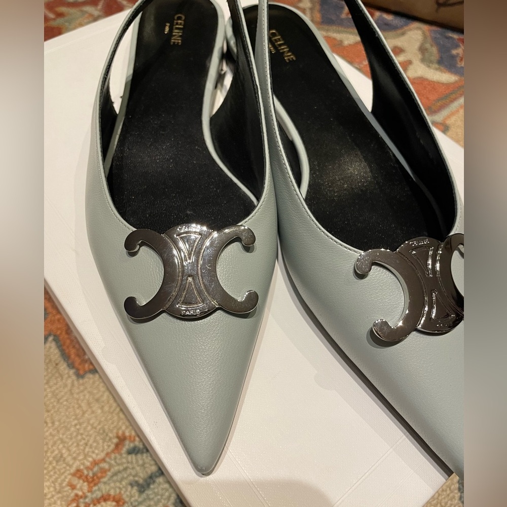 Celine Alma Triumph Soft Blue Slingbacks size 37 - Picture 3 of 8